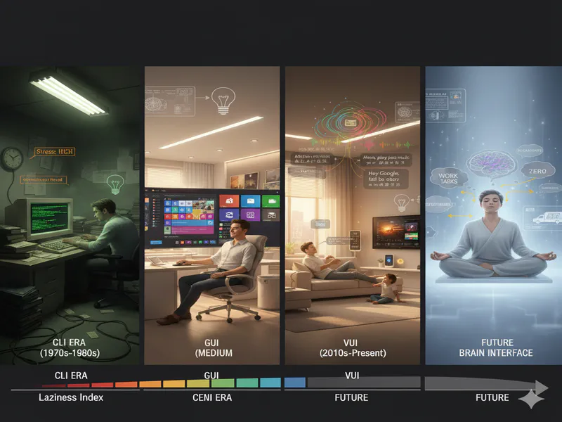 CLI → GUI → VUI: "Make me more lazy" background