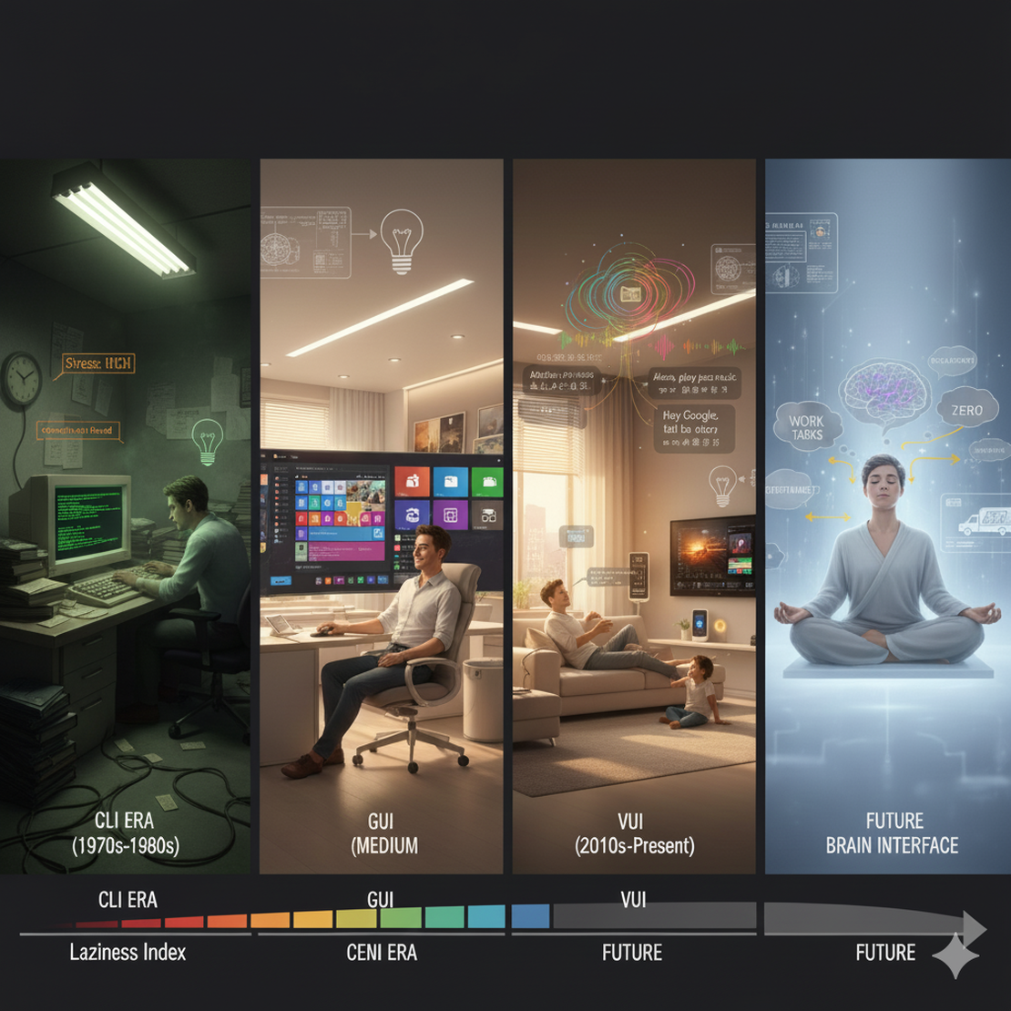 CLI → GUI → VUI: "Make me more lazy"