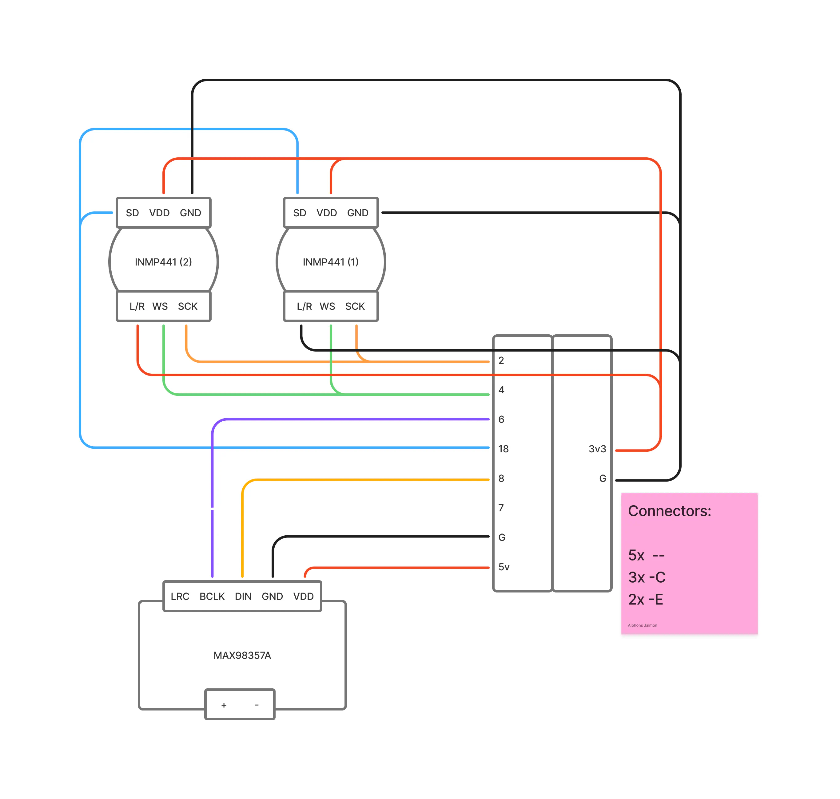 Wiring diagram showing BTN1 and BTN2 pin connections